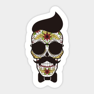 Sugar Skull Mexican Hipster Sticker